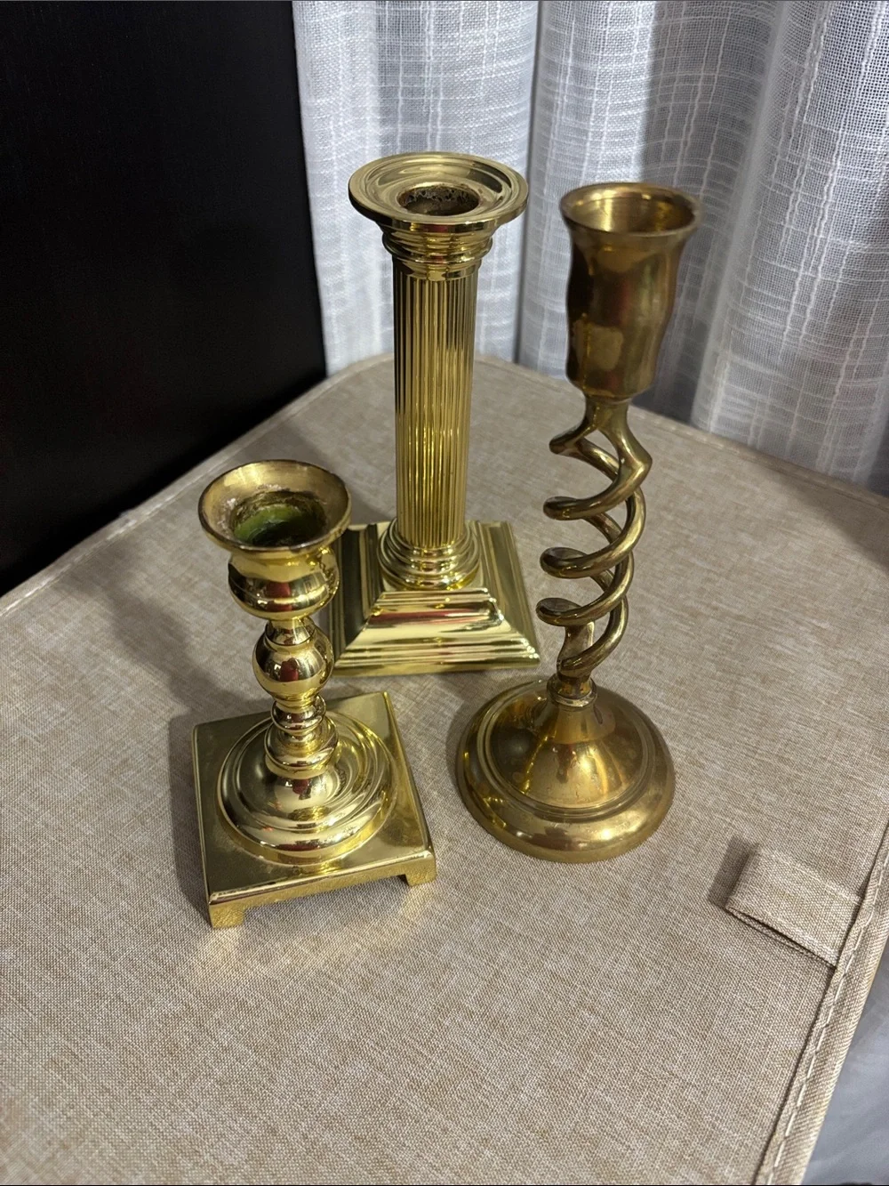 Brass Candle Holder Set - Gold Finish